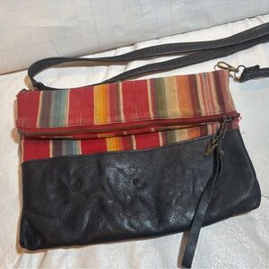 Vaalbara Designs Hand Made Leather and Tapestry Shoulder Bag/Clutch Southwestern